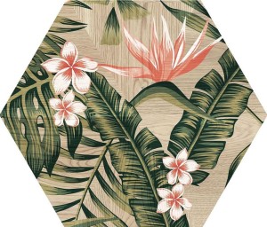ITT Indonesia Natural Matt 23x27 płytki heksagonalne motyw kwiatowy