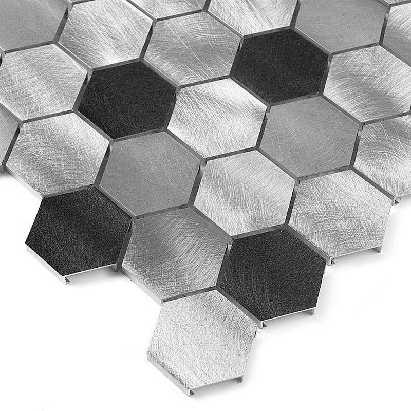 Dunin Metallic Allumi Grey Hexagon Mix 48 30x30 mozaika heksagonalna metalowa 103934
