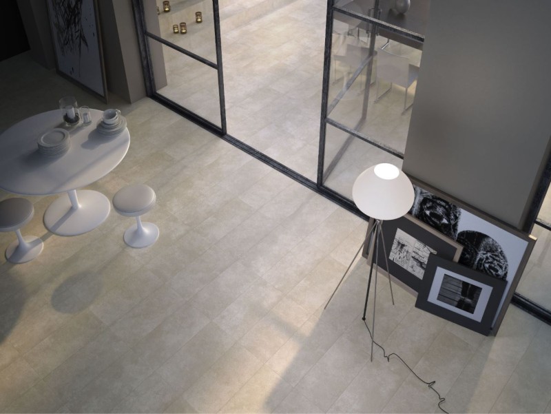 Płytki podłogowe ścienne beżowe beton salon Saloni Round Beige PAV 30x60 83331