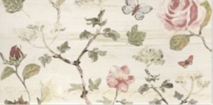 Płytki łazienkowe beżowe z motywem kwiatowym Mainzu Butterfly deco 1 15x30