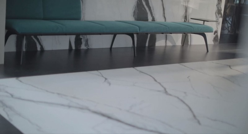 Płytki podłogowe cienkie marmur białe z czarną żyłą Florim Floor Gres B&W_Marble Breach Naturale 160x320 93926