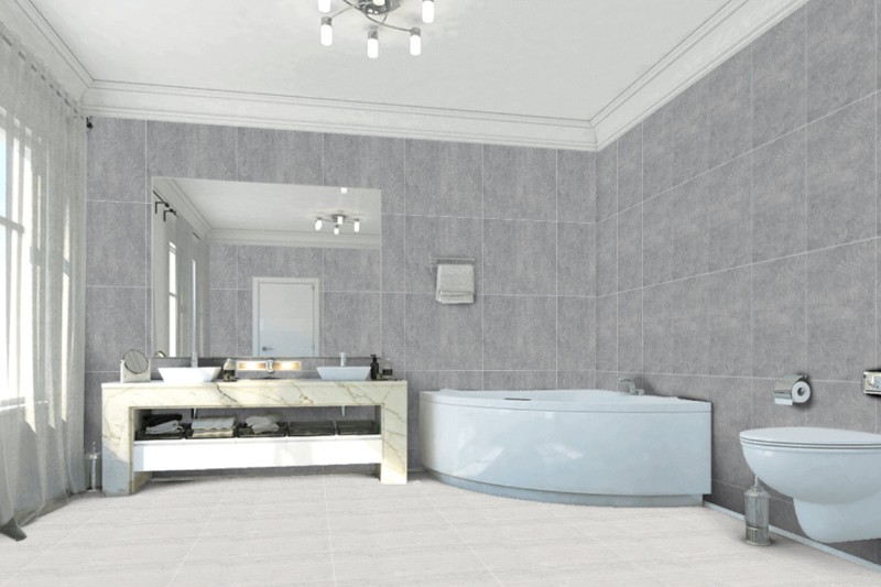 Płytki imitujące szary beton Porcelanosa Rodano mosaico Caliza 33,3x100 43468