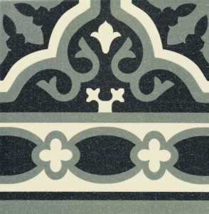 Płytki łazienkowe wrzoryste Mainzu Cenefa Florentine Black 20x20