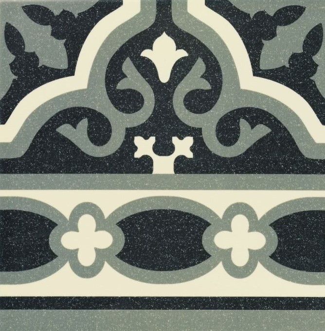 Płytki łazienkowe wrzoryste Mainzu Cenefa Florentine Black 20x20 50371