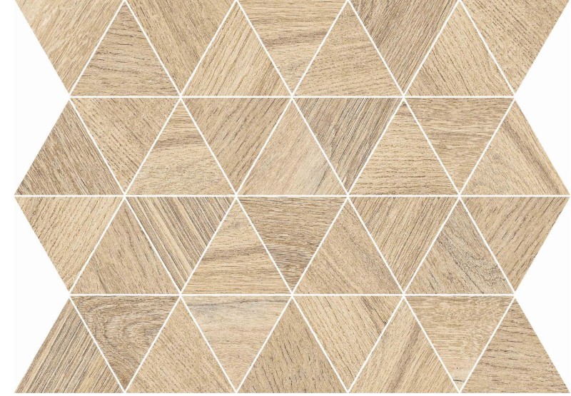 Mozaika trójkąt wyrażna poztarzana struktura dąb miodowy żołte drewno Flaviker Cozy Bark Tringalo Honey PF60001281 26x34 78825