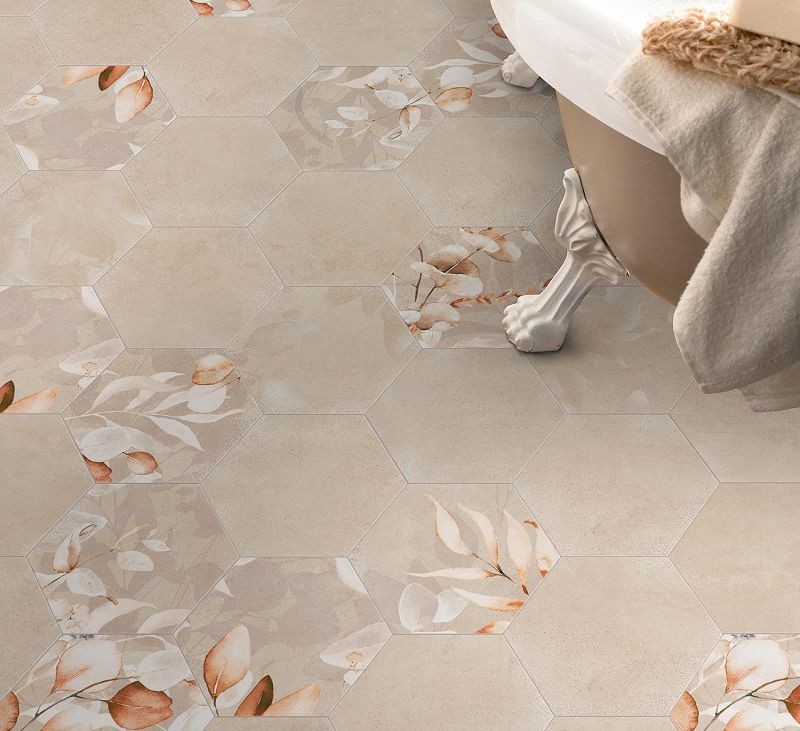 ITT Blossom Beige Matt 23x27 płytka heksagonalna motyw kwiatowy 134828