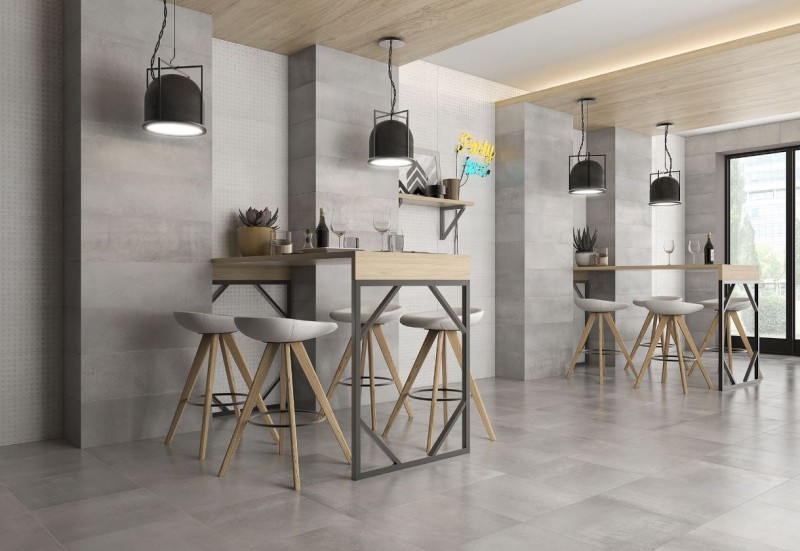 Płytki podłogowe jasno szary beton metal Saloni Industrial Harvy Perla ELC730 60x60 82520