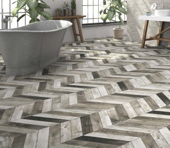 Gres szary jodełka Realonda Diamond Pallet Grey Chevron R 70x40 (prawy) 39561