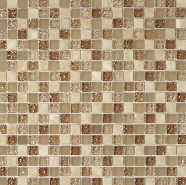 Mozaika szkło beż brąz kamień beżowy połysk Dell Arte Mozaika Rustico Oro 30,5x30,5 31013