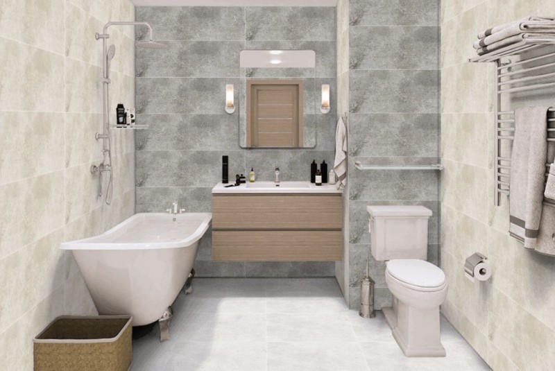 Płytki ścienne szare przetarte betonVenis Boulevard Grey 33,3x100 amb 35635