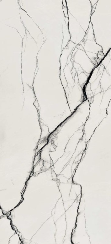 Płytki podłogowe cienkie marmur białe z czarną żyłą Florim Floor Gres B&W_Marble Breach Naturale 160x320 93924