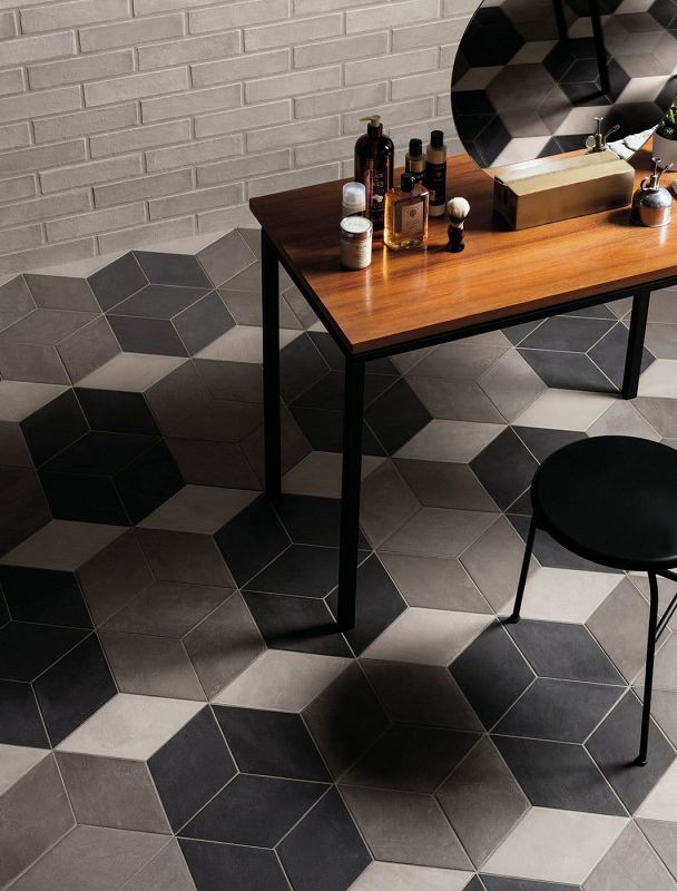 Marca Corona Chalk White Rombo 18,7x32,4 E754 płytki gresowe betonowe romby 143072
