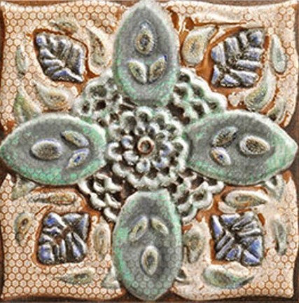 Dekor na kominek zielony kwiat Mainzu Mandala Centro 20X20 59141