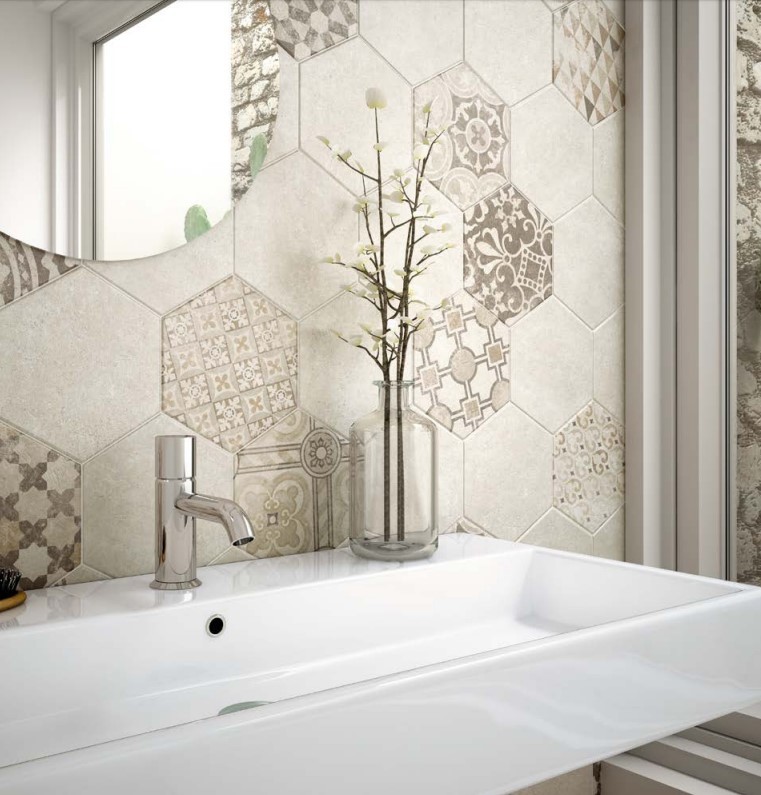 Płytki podłogowe heksagonalne beż Equipe Hexatile Cement Sand17.5X20 20162