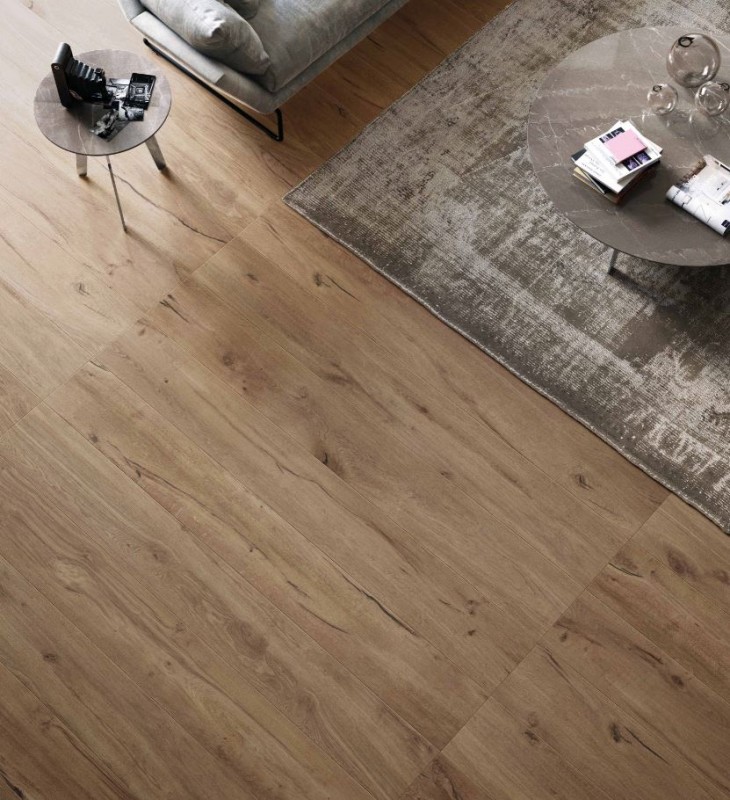 Gres wyrażna poztarzana struktura dąb brąz drewno Flaviker Cozy Brown PF60001078 20x120 78690