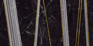 Płytki podłogowe marmur czarny z białą złotą żyłą paski Gardenia Orchidea Unique Marmi Linee Comp 2 Infinity 40x80