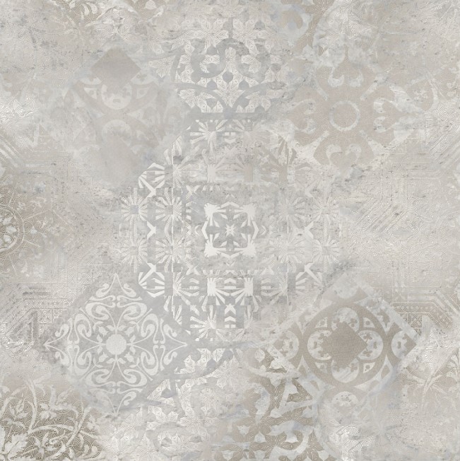 Płytki wzorzyste szaro-beżowe Absolut Keramika Ellesmere Decor Lappato 60x60 68192