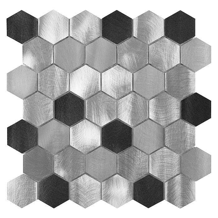 Dunin Metallic Allumi Grey Hexagon Mix 48 30x30 mozaika heksagonalna metalowa 103932