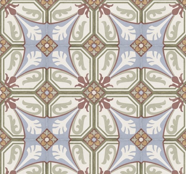 Gres mały kwadrat szary wzór liścia różnokolorowe Equipe Art Nouveau Viena Colour 20x20 41537
