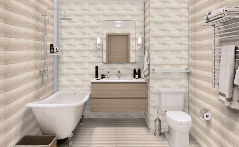 Mozaika gresowa romby drewno beż Treverkchic Teak Africa Mosaico MH5U 30x25 36274