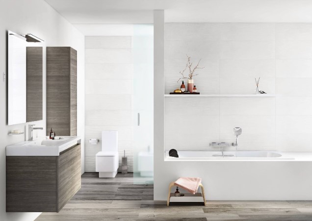 Płytki łazienkowe białe Roca Chelsea Blanco 30X90,2 63811