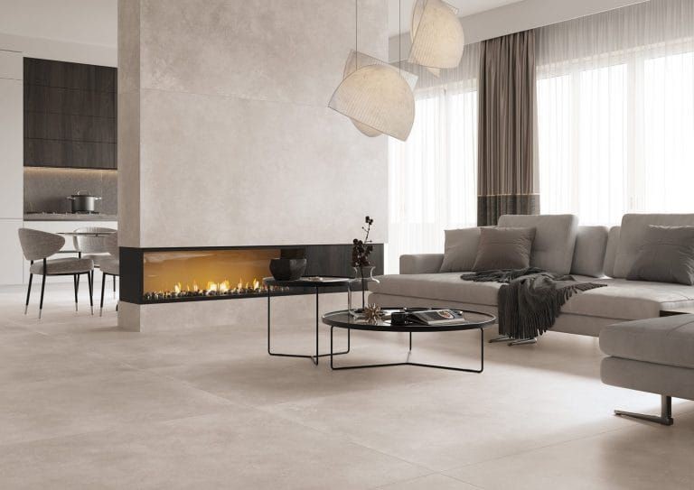 Cerrad Modern Concrete Ivory Lappato 119,7x119,7 płytki gresowe imitujące beton 105342