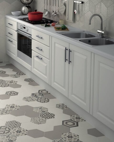 Gresy heksagonalne biało-czarne wzorzystę Equipe Hexatile Harmony B&amp;W 17.5X20 21243
