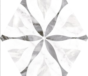 Płytki hexagon biało szare Equipe Bardiglio Flower Dekor 17.5X20