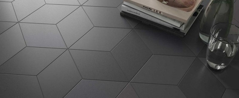 Płytki podłogowe czarne romb Wow Flow Diamond Black 14x24 101360
