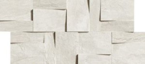 Mozaika 3D paski kwadraty kamień biała szara Florim Rex Ardoise Blanco Modulo Muretto 3D 30X30