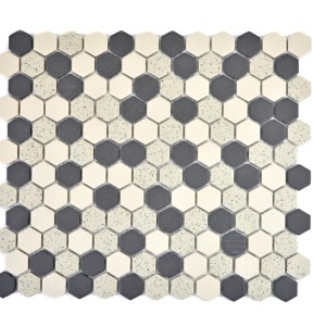 Mozaika mix beżowa czarna mały heksagon mat Metropol MM 0589 26,0 x 30,0