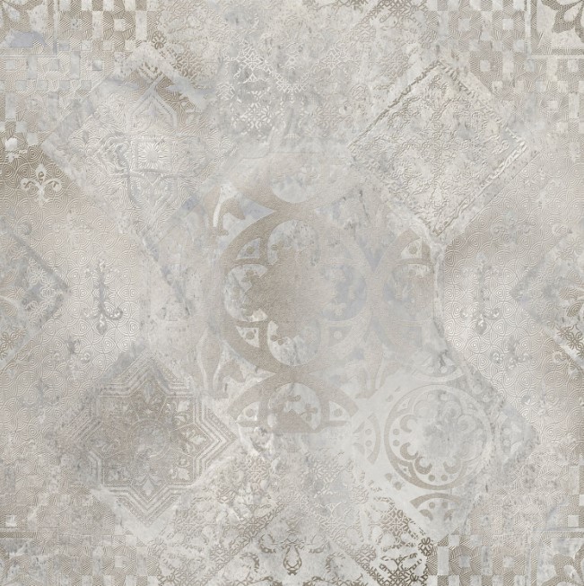 Płytki wzorzyste szaro-beżowe Absolut Keramika Ellesmere Decor Lappato 60x60 68190