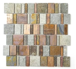 Mozaika mix prostokątna szara metal kamień beżowy Metropol MM 1311 29,6 x 29,8
