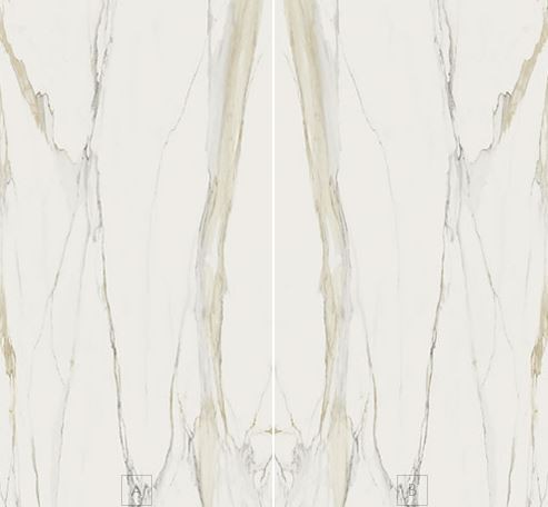 Płytki białe marmur lustrzane odbicie Florim Rex Classici di Rex Calacatta Gold open book A+B soft 160x320 (320x320) 96580