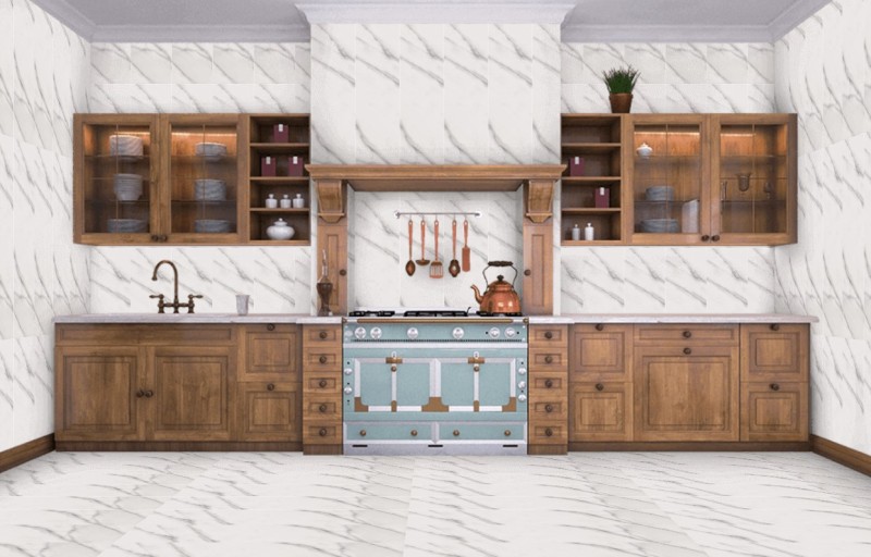 Płytki marmur białe z delikatną szaro- czarną żyłą Flaviker Supreme Statuario Royal Anticato SP6110P 60x120 tr 14291