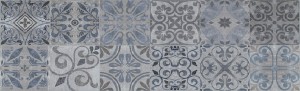 Płytki wzor kwadrat szaro-niebieskie Porcelanosa Park Antique Blue 33,3x100