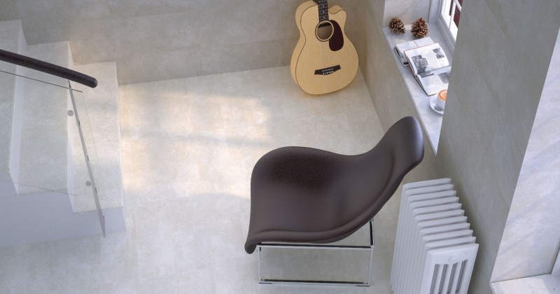 Płytki podłogowe ścienne beżowe beton salon Saloni Round Beige PAV 30x60 83334