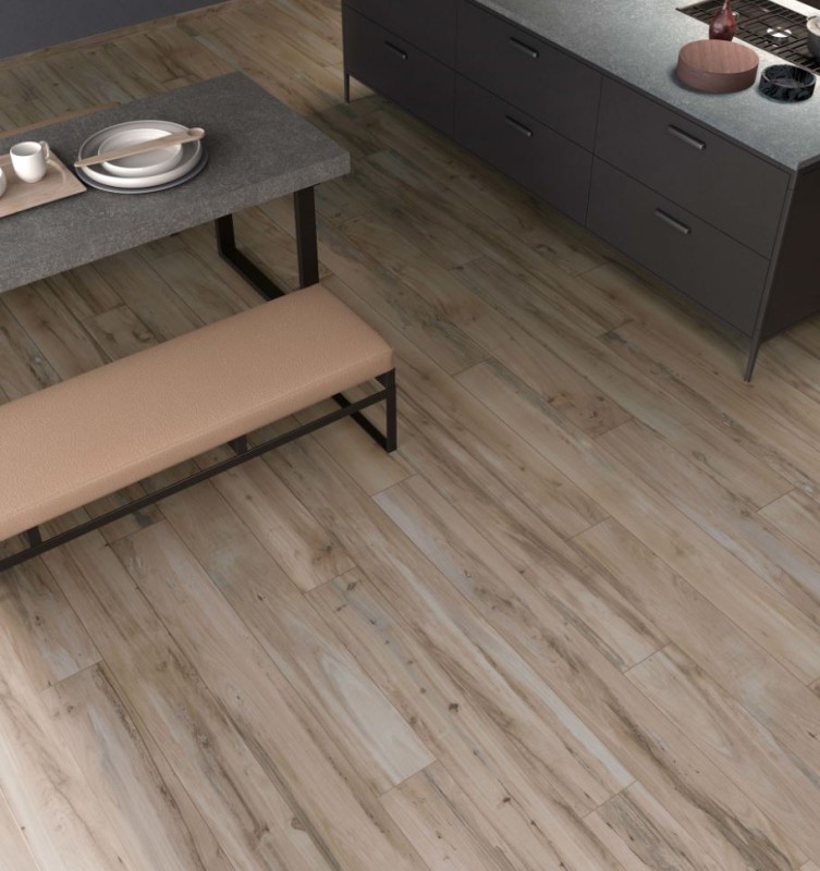 Płytka podłogowa drewno beżowa salon ABK Nest Beige 20x170 86907