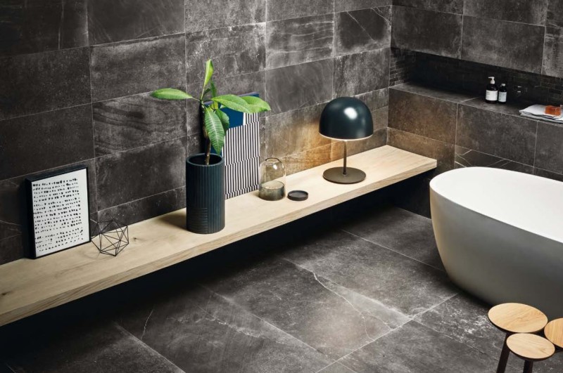 Gres czarny szary jak naturalny kamień Piemme Uniquestone Nite  30 x 60  80059