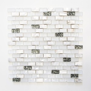 Mozaika mix cegiełka mały prostokąt biała srebrna perla Metropol MM 1183 30,0 x 28,5