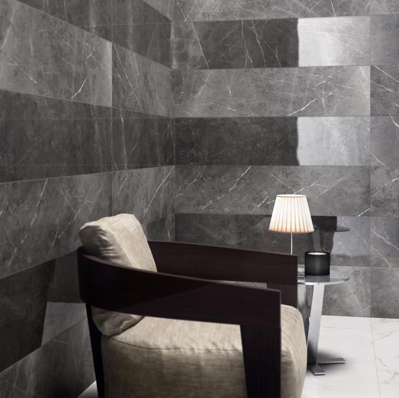 Płytki marmur grafit szary z cięka biała żyła Abk Sensi Pietra Grey mat 30X120 hb 11166