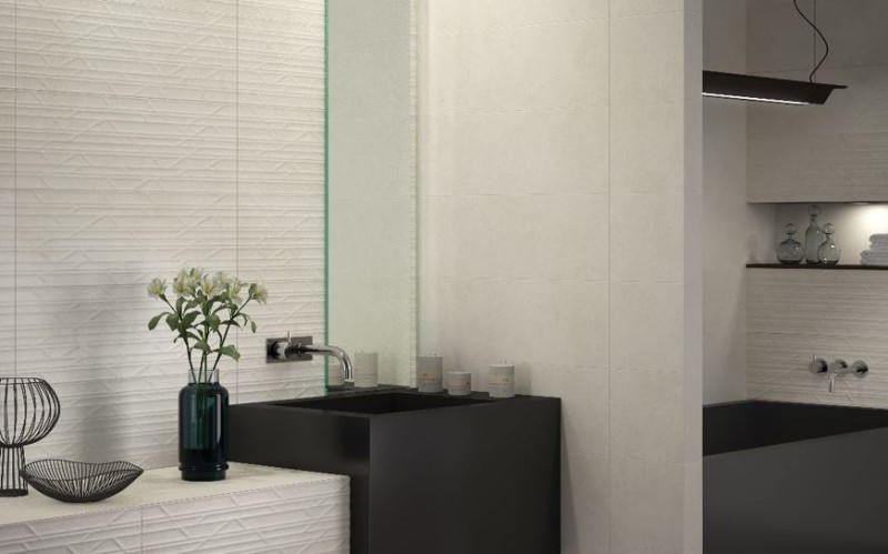 Płytki ścienne 3D szaro beżowe Saloni Way Rif Marfil CHB670 30x90 12779