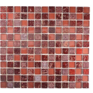 Mozaika mix kamień szkło mały kwadrat czerwony Metropol MM 1200 32,7 x 30,2
