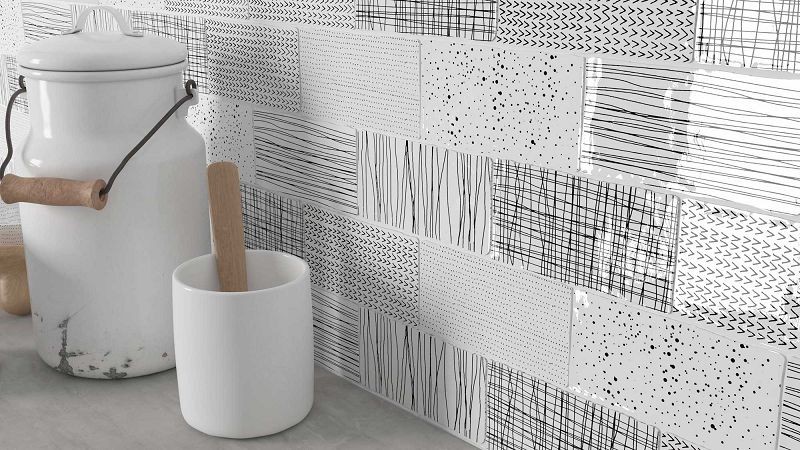 WOW Crafted Handmade Decor B&W 7,5x15 płytka ścienna 159284