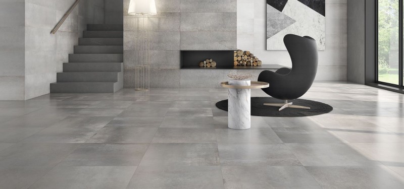 Płytki podłogowe jasno szary beton metal Saloni Industrial Harvy Perla ELC730 60x60 82519