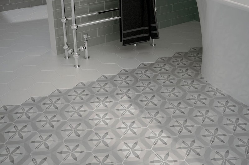 Płytki heksagonalne wzorzyste szare Equipe Hexatile Harmony Nature B&amp;W 17.5X20 21249