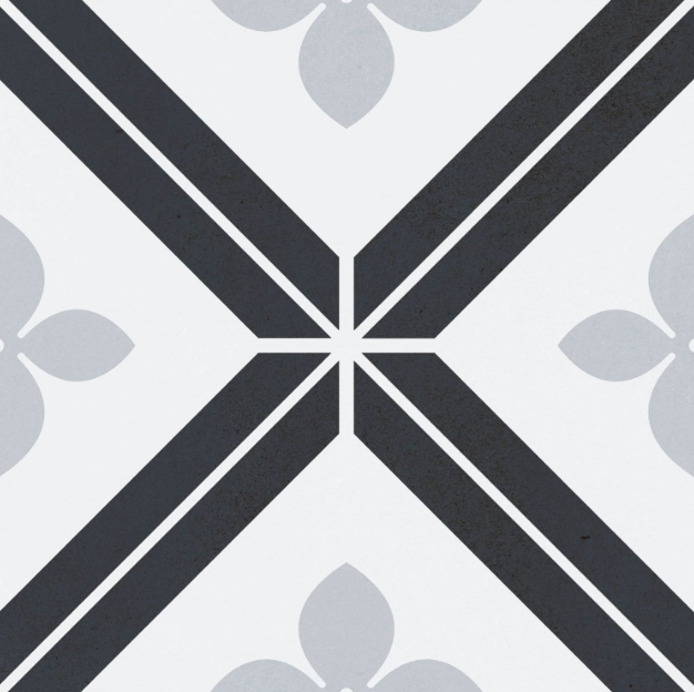 Gres czarno-biale kratka Mayolika Absolut Decor Fleur 20x20 80869