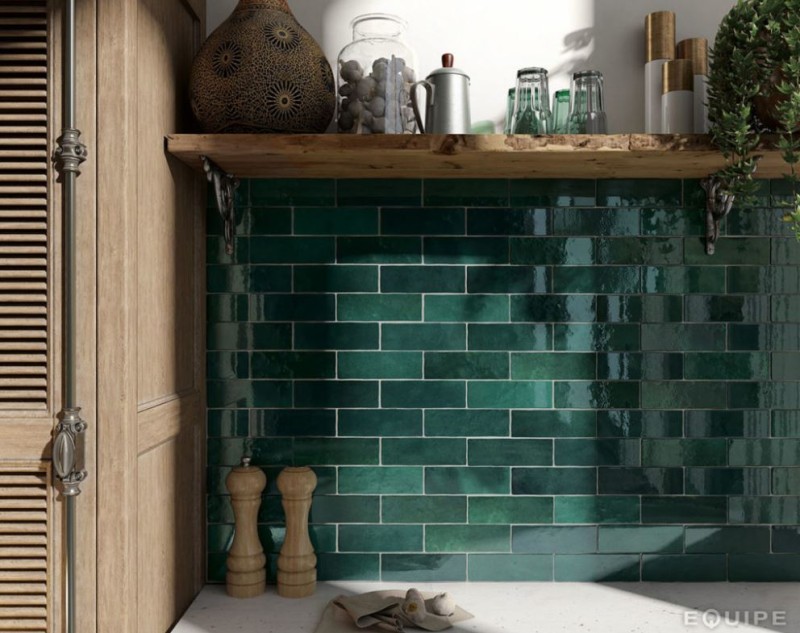 Płytki-cegiełki butelkowa zieleń Equipe Artisan Moss Green 6,5x20 28698