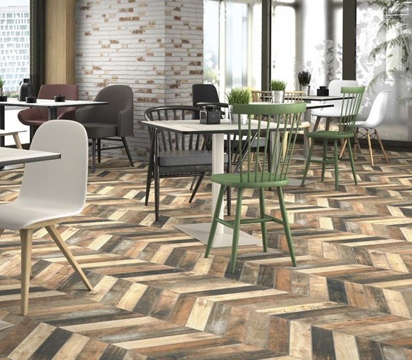 Gresy francuska jodła przepalony brąz Realonda Diamond Pallet Tobacco Chevron R 70x40 (prawy) 39549
