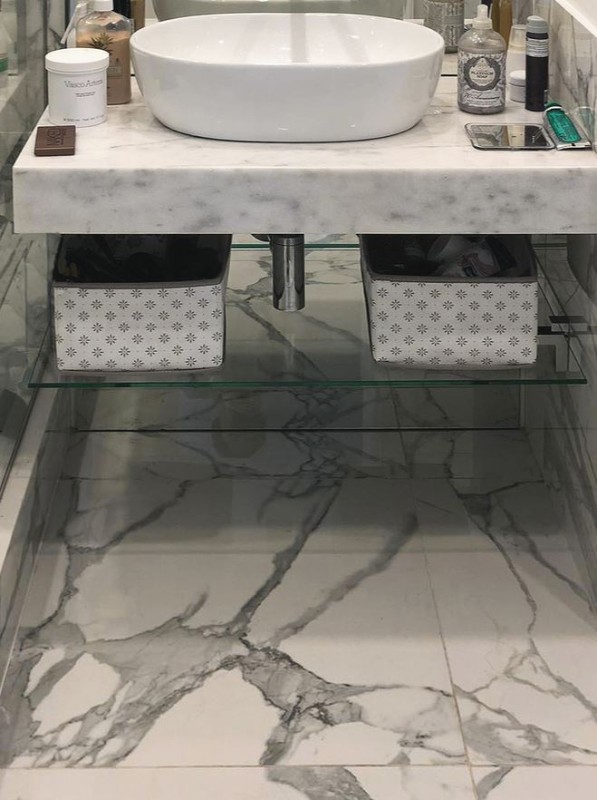 Cegiełki marmur biały szare żyłe Fioranese Marmorea Marmorea Bianco Statuario połysk 7,3x30 70514